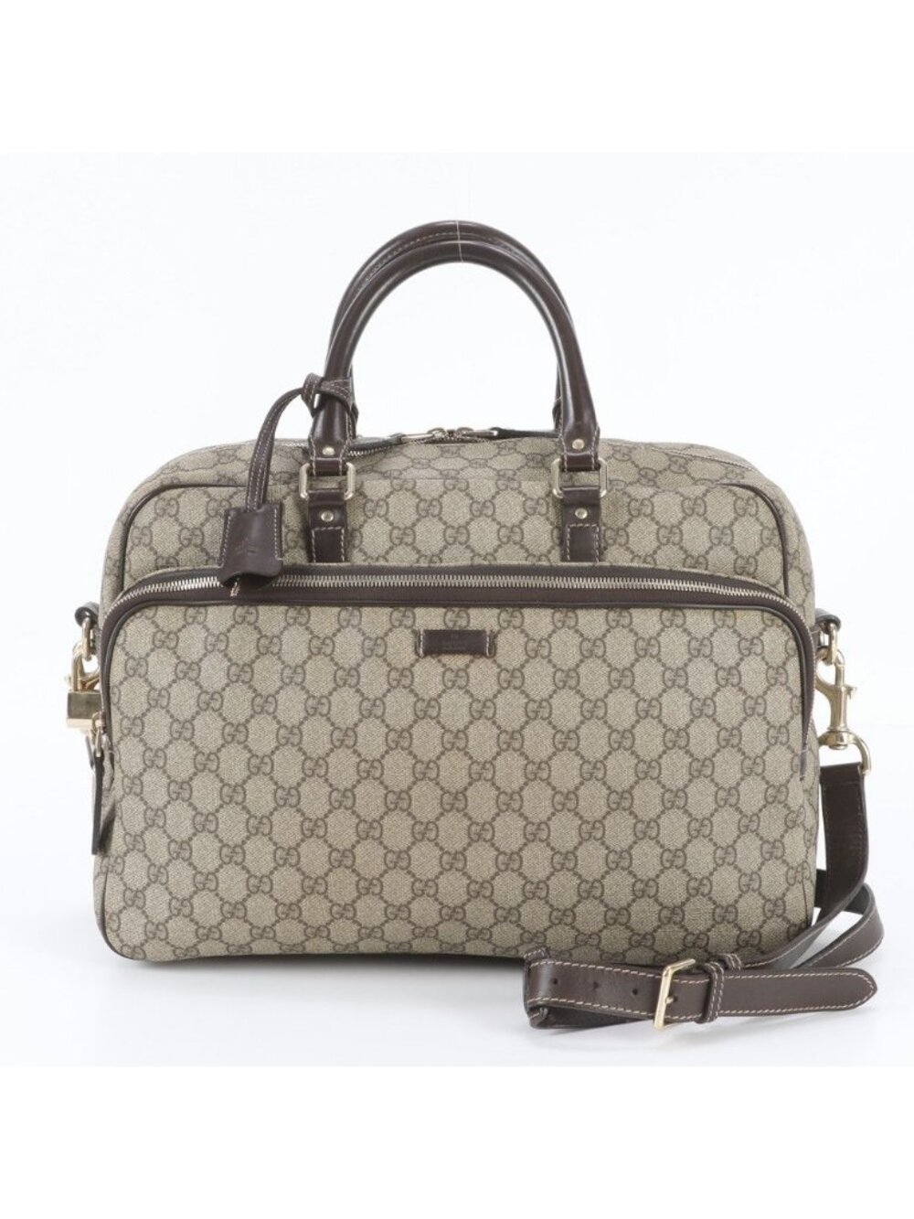 Gucci GG Supreme Leather 2-Way Business Bag Crossbody Document Bag